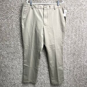 Izod Pants Men’s 40x32 Non-Iron Smooth Flat Front Straight Leg American Chino Kh